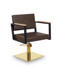 Sillón hidráulico de corte Vintage con base cuadrada dorada y reposabrazos Modelo Ocean BR-GS