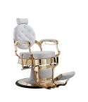 Sillón Clásico de Barbero hidráulico estilo Retro Vintage con reposapies integrado Modelo Buzz Gold White