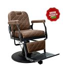 Sillón Barbero hidráulico reclinable y giratorio con reposabrazos Modelo Brusk Marrón