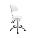 Taburete ergonómico con respaldo Modelo 1025B con 5 ruedas - color blanco