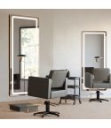 Tocador de Peluquería rectangular estilo Moderno con espejo LED y marco dorado Modelo REC CG
