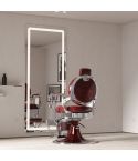 Tocador de Peluquería rectangular estilo Moderno con espejo LED y marco plateado Modelo REC CP