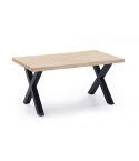 Mesa de comedor fija negra con patas metálicas y tablero de Roble Modelo X-Loft 160