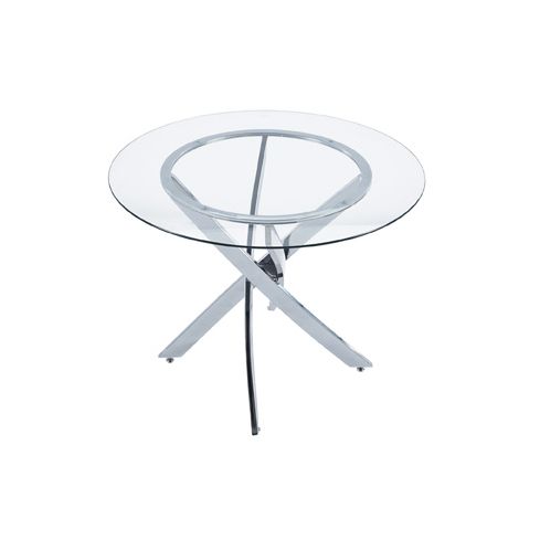 Mesa de comedor fija redonda cromada en cristal templado Modelo Thunder 100