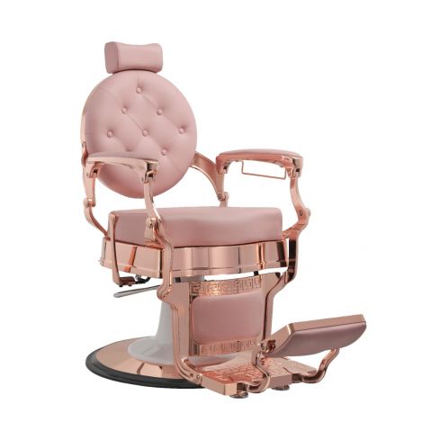 Sillón Clásico de Barbero hidráulico estilo Retro Vintage con reposapies integrado Modelo Buzz Rose color Rosa