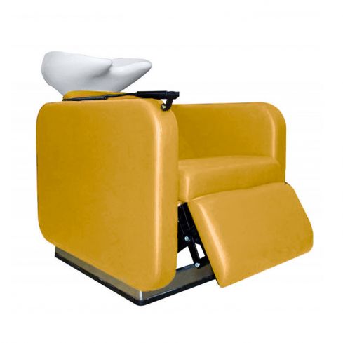 Lavacabezas Gama Alta con pica blanca y reposapies eléctrico Modelo Jean Claude Olivier - Color Amarillo