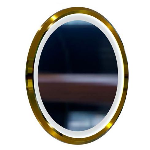 Espejo Tocador circular de Peluquería estilo Moderno con marco dorado y espejo sin LED 70cm