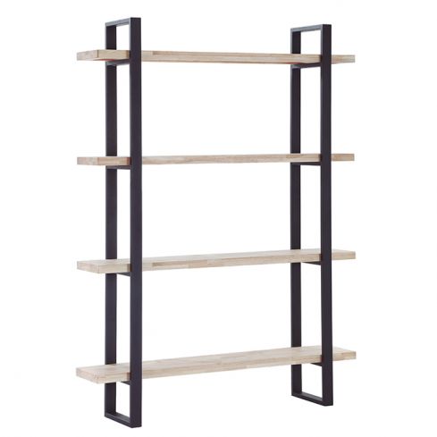 Mueble Estantería Alta con estantes Roble Nordish y Negro Modelo Esteven