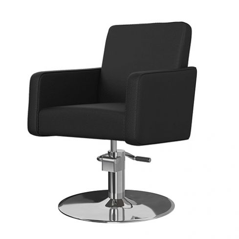 Sillón Corte de Peluquería con Reposabrazos Modelo Iris Negro Mate Liso - Base a elegir