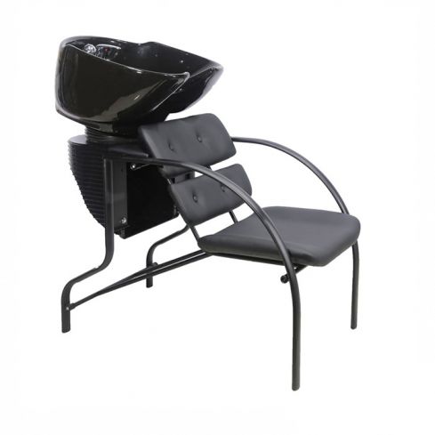 Lavacabezas Industrial sencillo de un seno con asiento tapizado Modelo Frame - color negro
