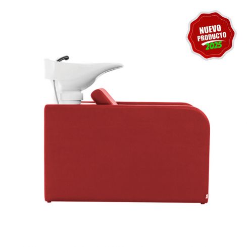 Lavacabezas con pica blanca y respaldo ergonómico Modelo Neptuno - Color Rojo