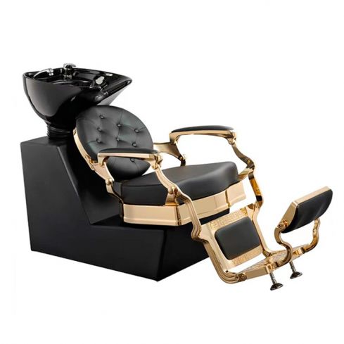 Lavacabezas estilo Retro Vintage con pica negra y reposapies integrado Modelo Ranch Gold 