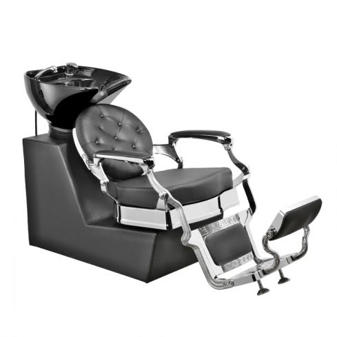 Lavacabezas estilo Retro Vintage con pica negra y reposapies integrado Modelo Ranch Silver