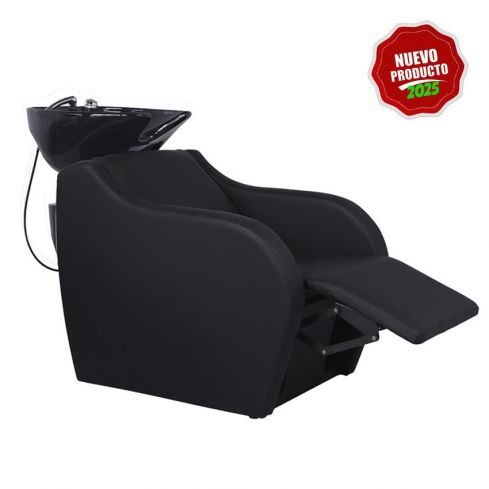 Lavacabezas con pica negra y reposapiés eléctrico Modelo Wisp Roll