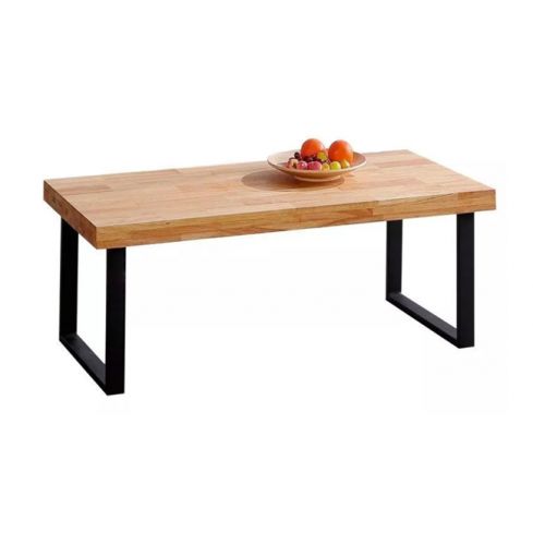 Mesa de centro fija negra con patas metálicas y tablero de Roble Nordish Modelo Natural 120x60cm