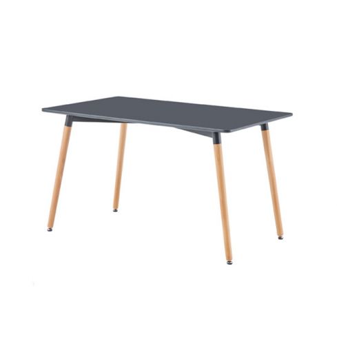 Mesa de comedor fija con patas de madera y tablero DM Gris mate Modelo Nordika 120x80