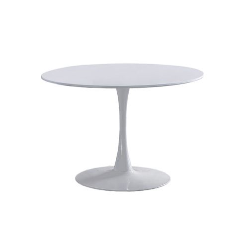 Mesa de comedor Redonda fija blanca con peana metálica y tablero DM Modelo Gina 110