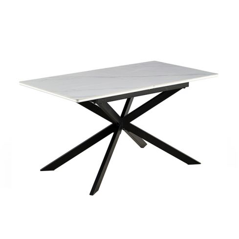 Mesa de comedor extensible negra con patas metálicas y tablero Ceramic Modelo Ibiza 140