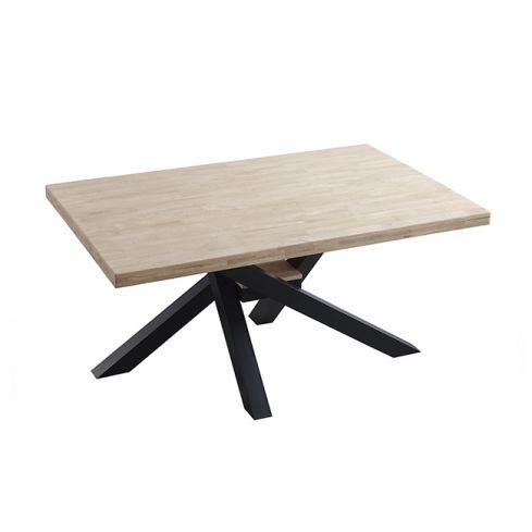 Mesa de comedor fija negra con patas metálicas y tablero de Roble Nordish Xena 160