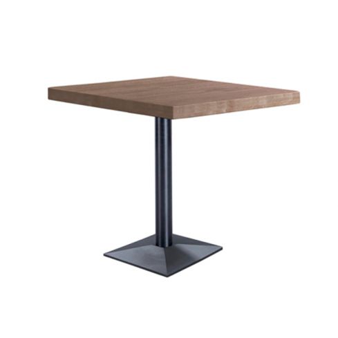 Mesa Multiusos Cuadrada fija negra con peana metálica y tablero de Roble American Moss 60x60