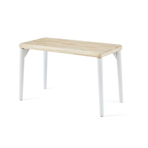 Mesa fija blanca con patas metálicas y tablero de Roble Nordish Modelo Moon 120x60