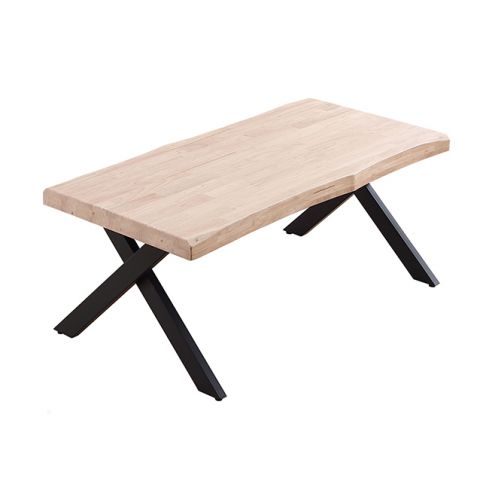 Mesa de centro elevable negra con patas metálicas y tablero con forma Roble Nordish Modelo Xena 120x66cm