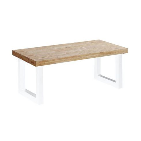 Mesa de centro elevable blanca con patas metálicas y tablero de Roble Nordish Modelo Loft 120x60cm