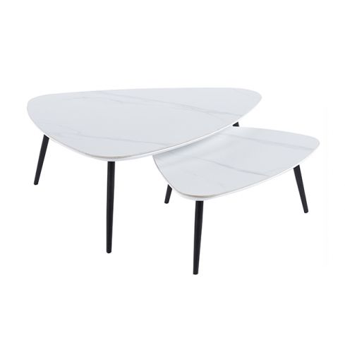 Mesa de centro nido con patas metálicas y tablero Ceramic Blanco Modelo Ibiza 150x80