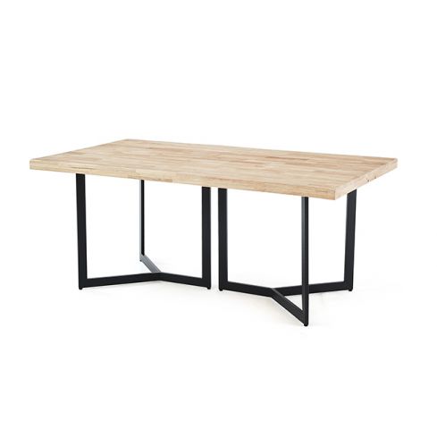 Mesa de comedor fija negra con patas metálicas y tablero de Roble Nordish con forma irregular Artico 150
