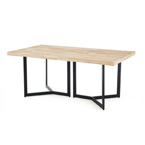 Mesa de comedor fija negra con patas metálicas y tablero de Roble Nordish con forma irregular Artico 180