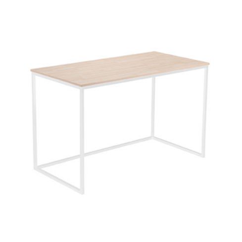 Mesa de estudio fija blanca con patas metálicas y tablero color Roble Nordish Modelo Mia 120x60