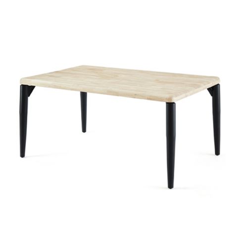 Mesa de comedor fija negra con patas metálicas y tablero de Roble Nordish Modelo Moon 160x100