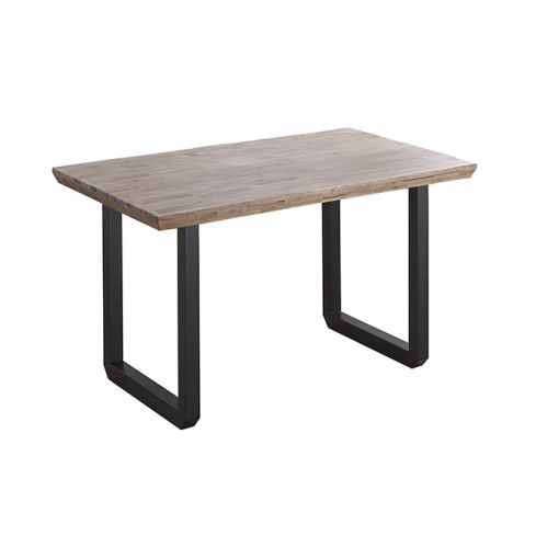 Mesa de comedor fija negra con patas metálicas y tablero de Roble Honey Modelo Roma 150x90