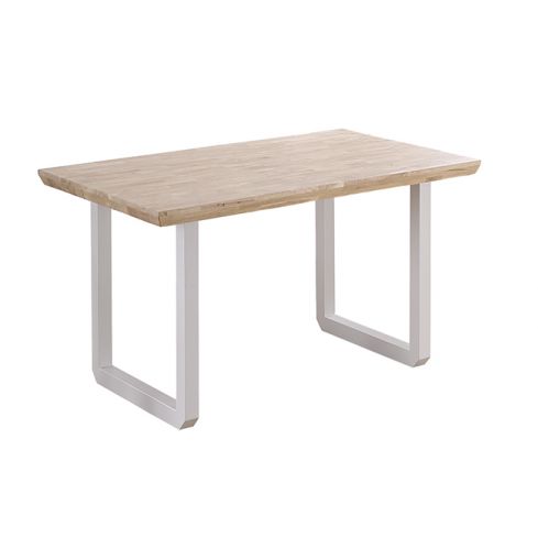 Mesa de comedor fija blanca con patas metálicas y tablero de Roble Nordish Modelo Roma 150x90