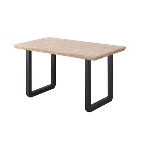 Mesa de comedor fija negra con patas metálicas y tablero de Roble Nordish Modelo Roma 150x90