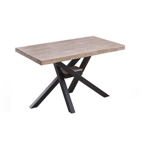 Mesa de comedor fija negra con patas metálicas y tablero de Roble Honey Xena 140