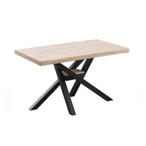 Mesa de comedor fija negra con patas metálicas y tablero de Roble Nordish Xena 140