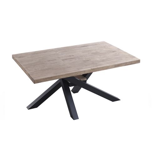 Mesa de comedor fija negra con patas metálicas y tablero de Roble Honey Xena 160