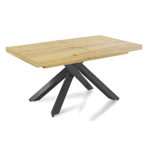 Mesa de comedor extensible negra con patas metálicas y tablero de Cedro Modelo Xena 160x90