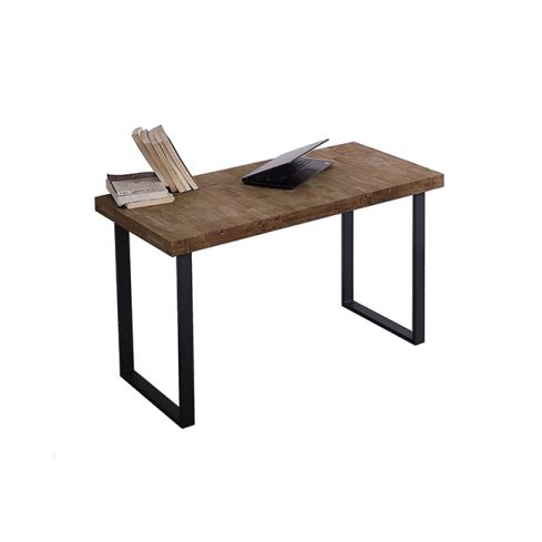 Mesa de estudio fija negra con patas metálicas y tablero de Roble American Modelo Natural