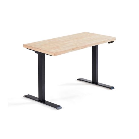 Mesa de estudio / despacho Motorizada negra con patas metálicas y tablero de Roble Nordish Modelo Stand 120x60