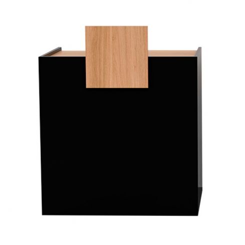 Mueble de recepción Negro con estantes y frente Oak Modelo KARIBU