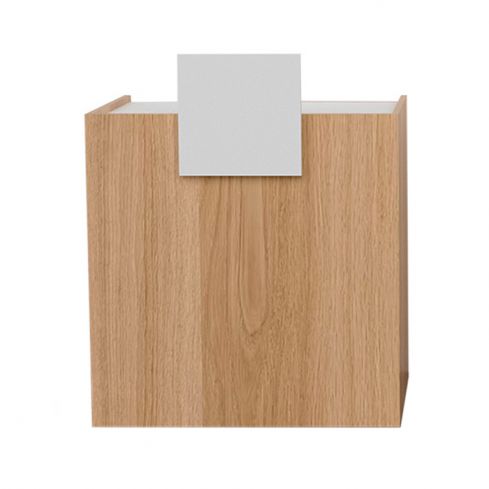 Mueble de recepción Oak con estantes y frente Blanco Modelo MANAAKI