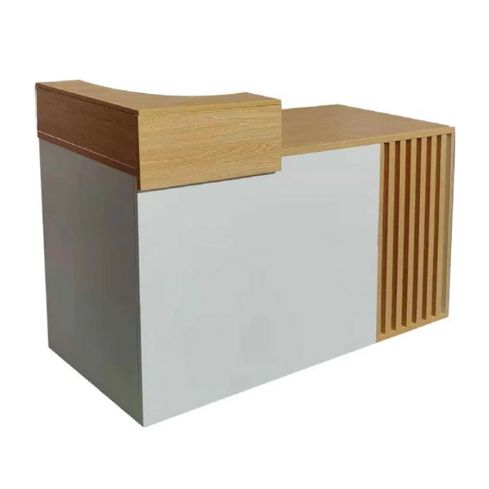 Mueble Mostrador de recepción con mesa de trabajo y estantes Modelo Woodbling