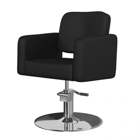 Sillón hidráulico de Peluquería con reposabrazos Modelo ODRY Negro Mate - Base a elegir