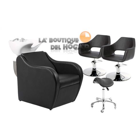 Pack - 1 Lavacabezas Con Pica Blanca Faid + 2 Sillones De Corte Wedge + 1 Taburete Pomp de regalo