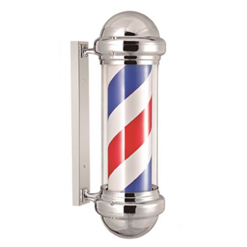 Poste giratorio para Barbería y Peluquería con Luz Modelo ECO Tricolor Cromo 70x23cm