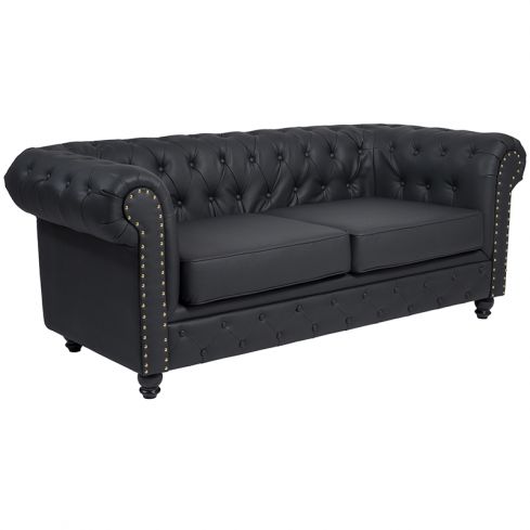 Sofá de espera Doble tapizado de diseño Vintage Modelo Repose - color negro