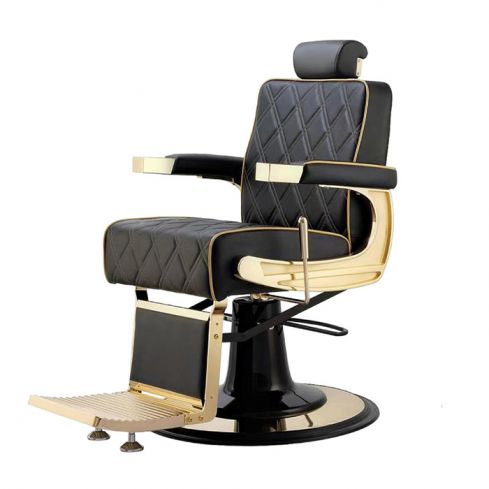 Sillón Barbero hidráulico reclinable y giratorio con reposabrazos Modelo Crew Gold Weelko