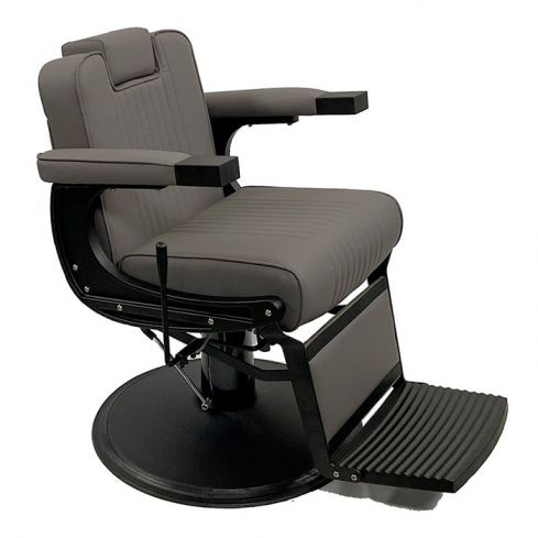 Sillón Barbero Vintage hidráulico reclinable y giratorio con reposabrazos Modelo Mamba Gris